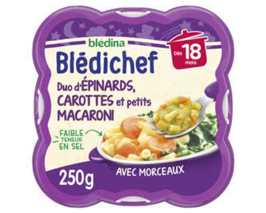 Blédichef Duo d'Epinards & Carottes & Petits Macaroni avec Morceaux 250g Blédina