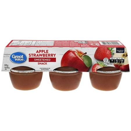 Great value collation sucrée aux pommes et aux fraises (6 unités, 678 g) - apple strawberry snack sweetened cups (6 units)