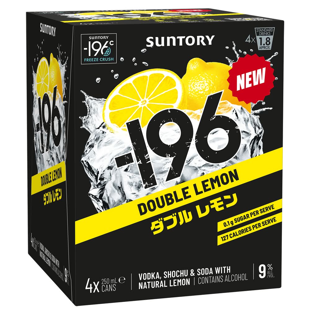 Suntory Vodka Soda Ready To Drink Cocktail, Double Lemon (4 x 250mL)