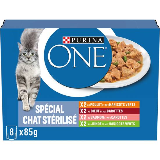 Purina - One chat stérilisé multivariétés fraîcheur pour chats adultes (8 pièces)
