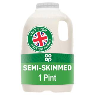 Co-op British Fresh Semi-Skimmed Milk 1 Pint 568ml (Co-op Member Price £0.85 *T&Cs apply)
