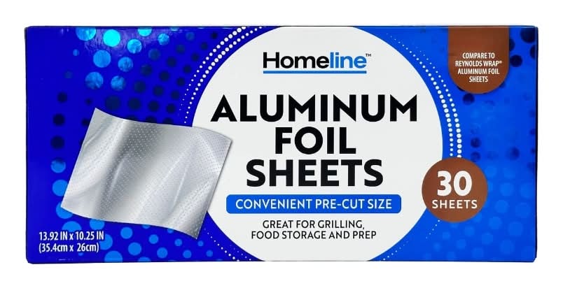 Homeline Convenient Pre-Cut Aluminum Foil Sheets, 13.92X10.25 in (30 ct)