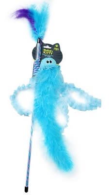 Quirky Kitty Jiggling Jellyfish Wand Cat Toy, Blue