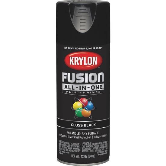 Krylon Fusion All Purpose Spray Paint and Primer; Gloss Black (12 ounce)