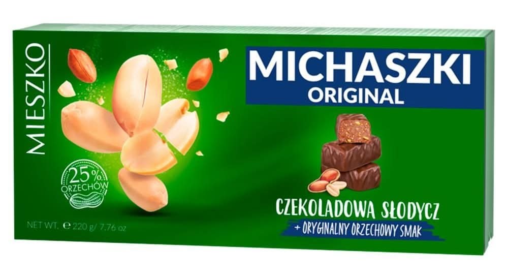 Mieszko Michaszki Original Cukierki z orzeszkami arachidowymi w czekoladzie 220 g