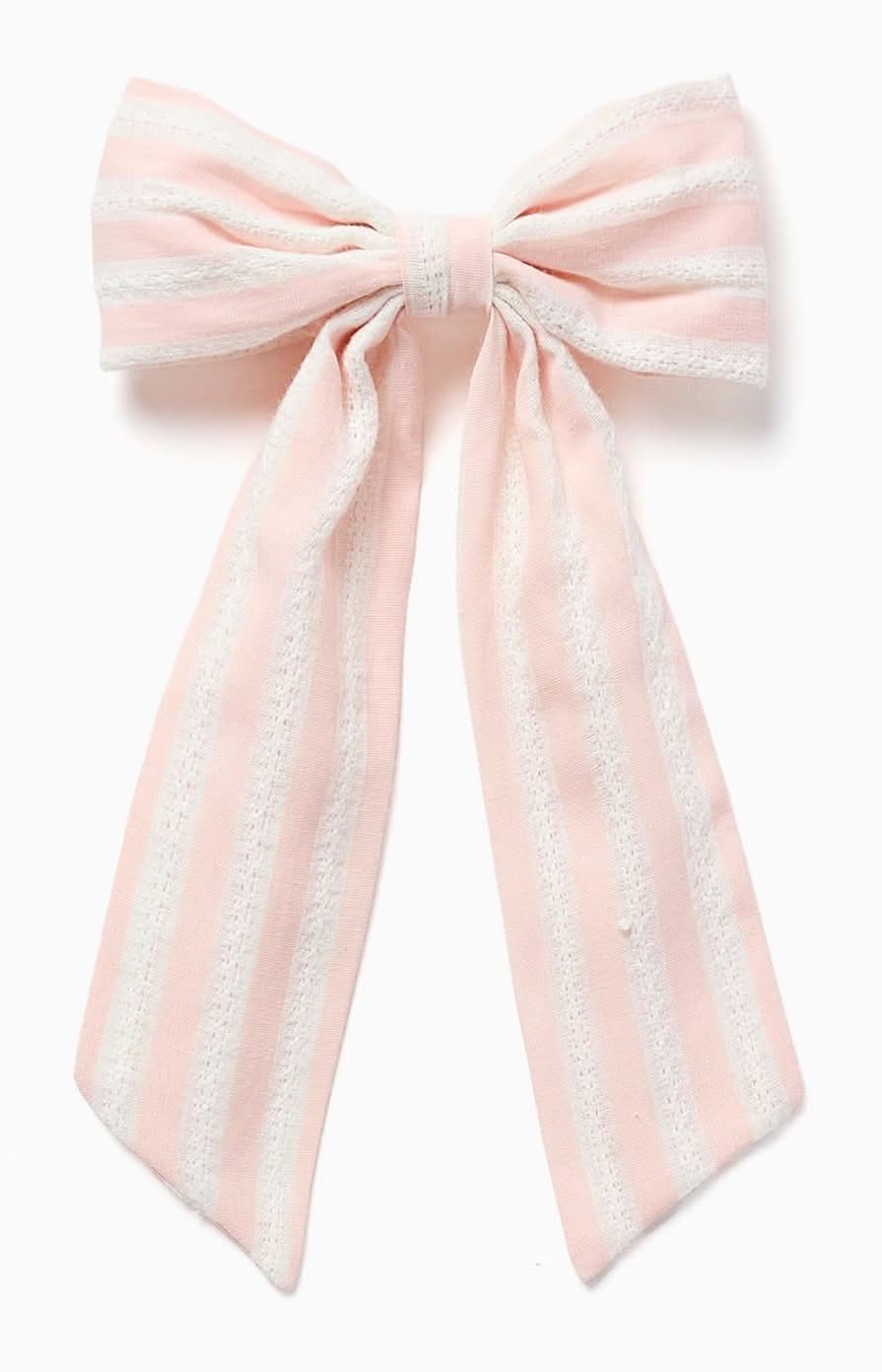 Travessão Com Laço Às Riscas Para Bebé E Menina, Rosa-Claro/Branco (Multicolor - Único)