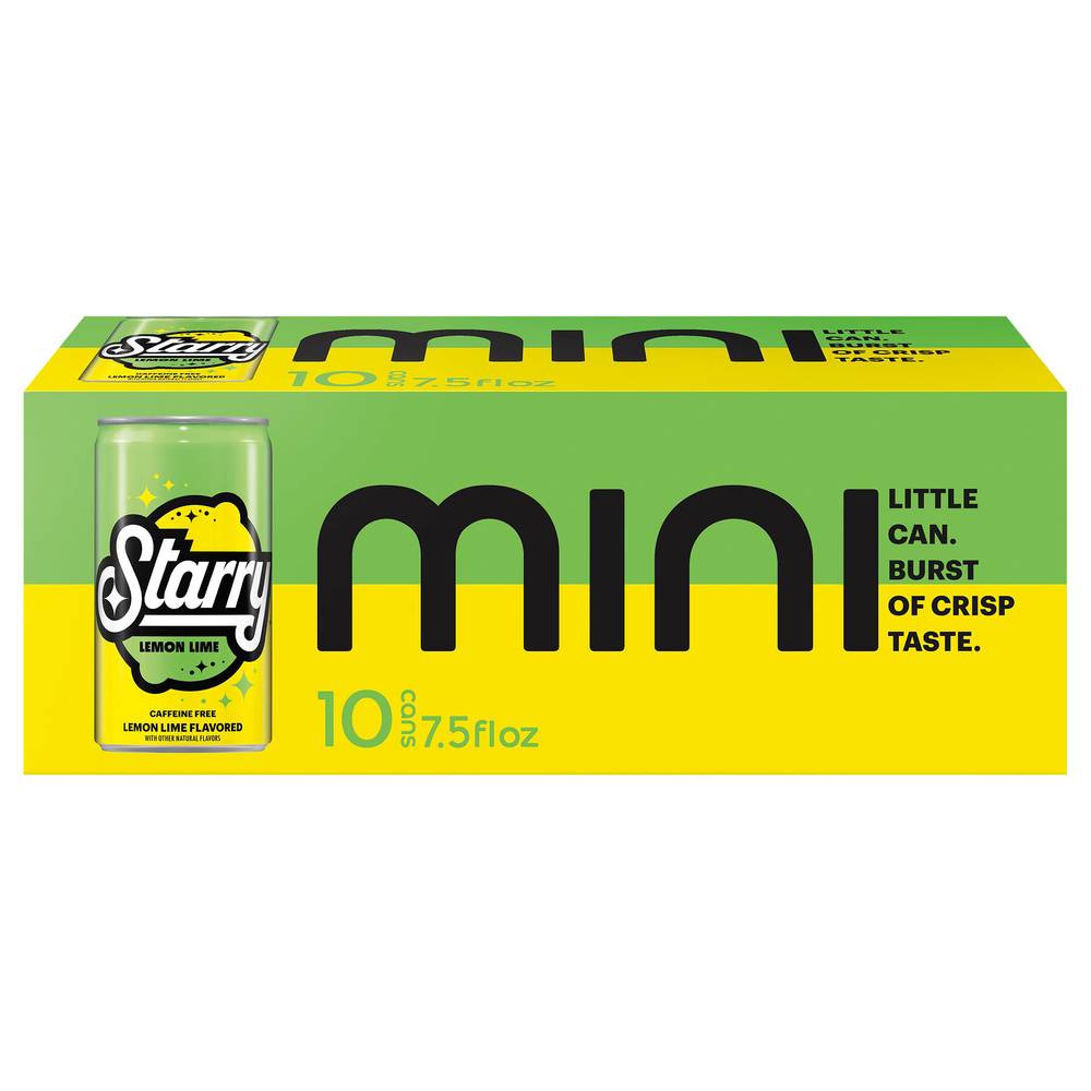 Starry Mini Soda, Lemon Lime (10 x 7.5 fl oz)