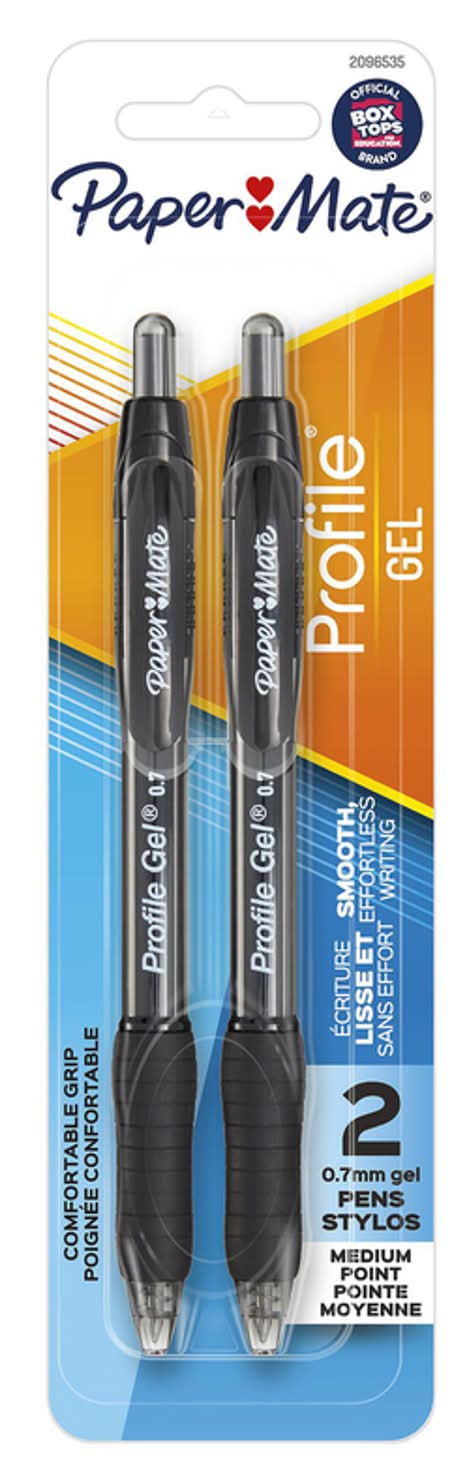 Paper Mate Profile Gel Black Retractable Gel Pen 2 Pk