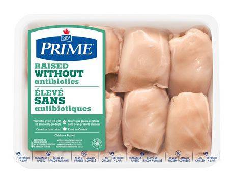 Prime · Cuisse de poulet frais désossée et sans peau, élevé sans antibiotiques (8 unités) - Chicken boneless skinless thighs (1 tray)