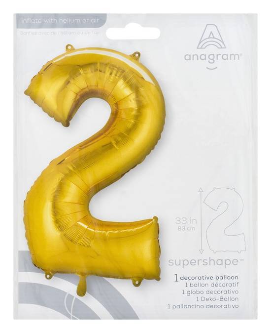 Anagram Uninflated 33" Balloon Number 2 Gold