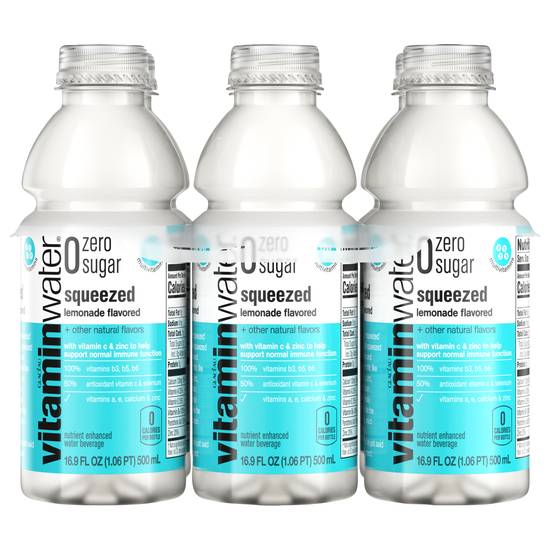 Vitaminwater Zero Sugar Squeezed Lemonade (6 ct, 16.9 fl oz)