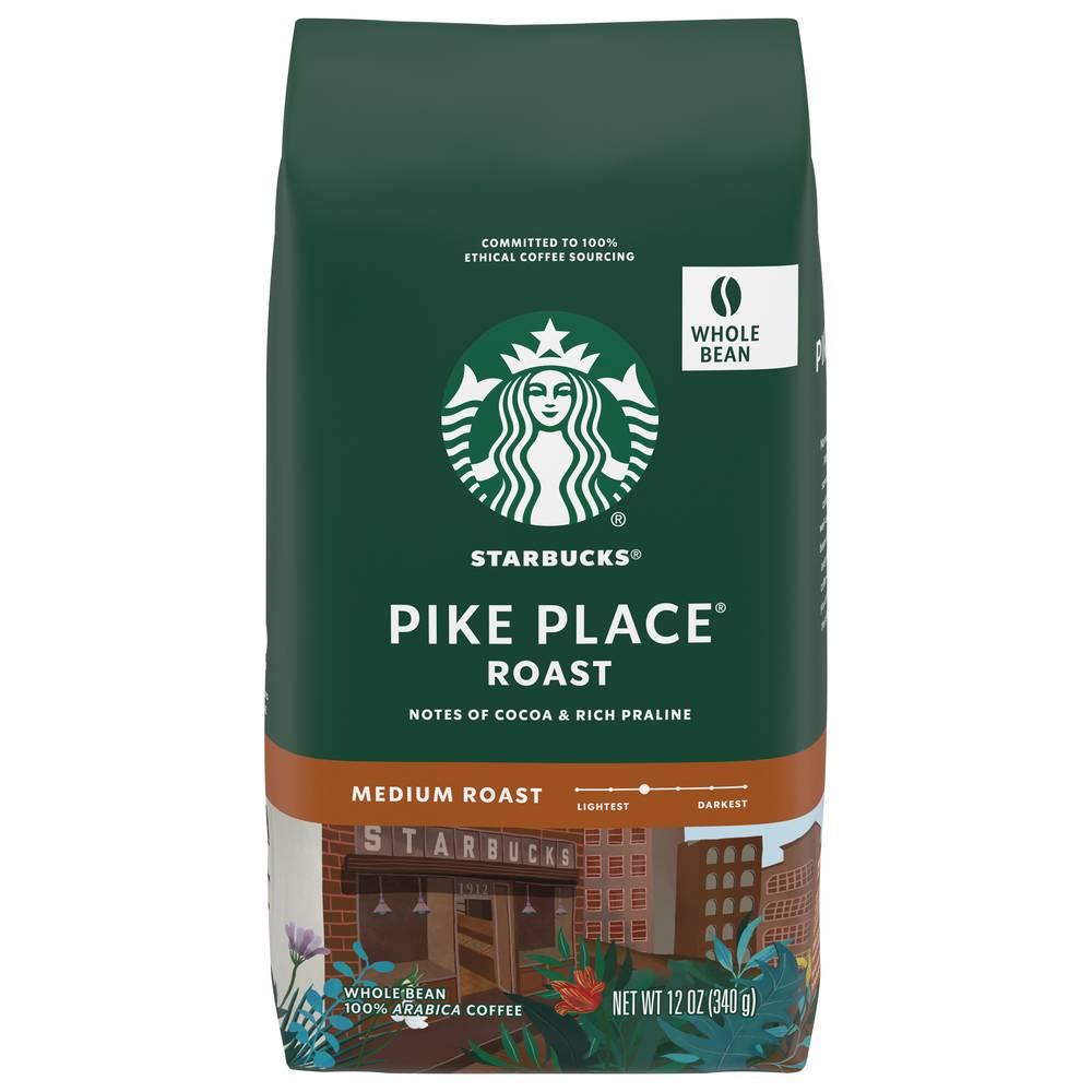 Starbucks Pike Place Medium Roast Whole Bean Coffee (12 oz)