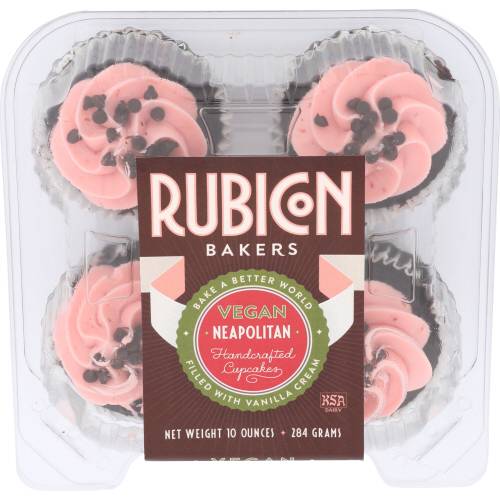 Rubicon Bakers Vegan Neapolitan Cupcakes 4 Pack