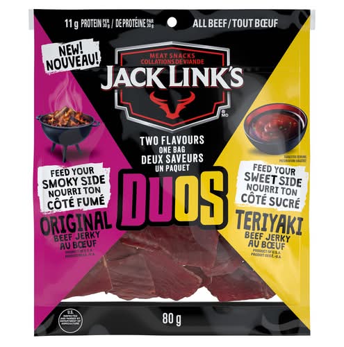 Jack Link's Duos Original/Teri Boeuf Séché 80 G / Jack Link's Duos Original/Teri Beef Jerky 80 g