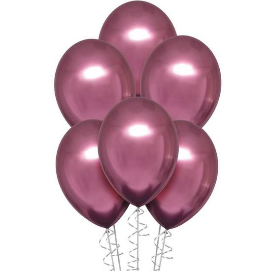 Uninflated 6ct, 11in, Flamingo Metallic Chrome Satin Luxe Latex Balloons