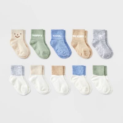 Cat & Jack Kid's Low Cut Socks, 12-24 M, Assorted (10 ct)