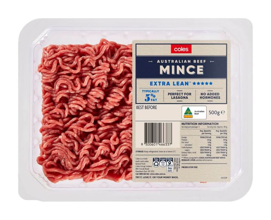 Coles Extra Lean Mince Beef (500g)