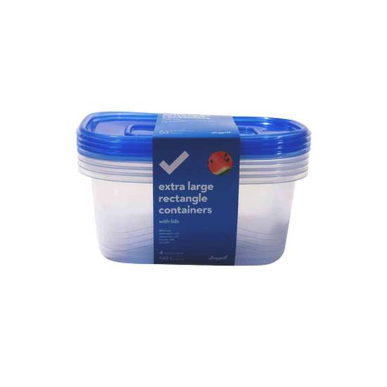 Longo's Essentials Rectangle Containers With Lid Xl (4 units)