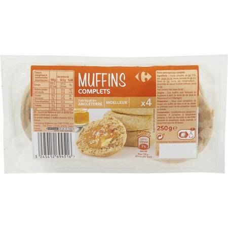 Muffins complets CARREFOUR - le paquet de 250 g