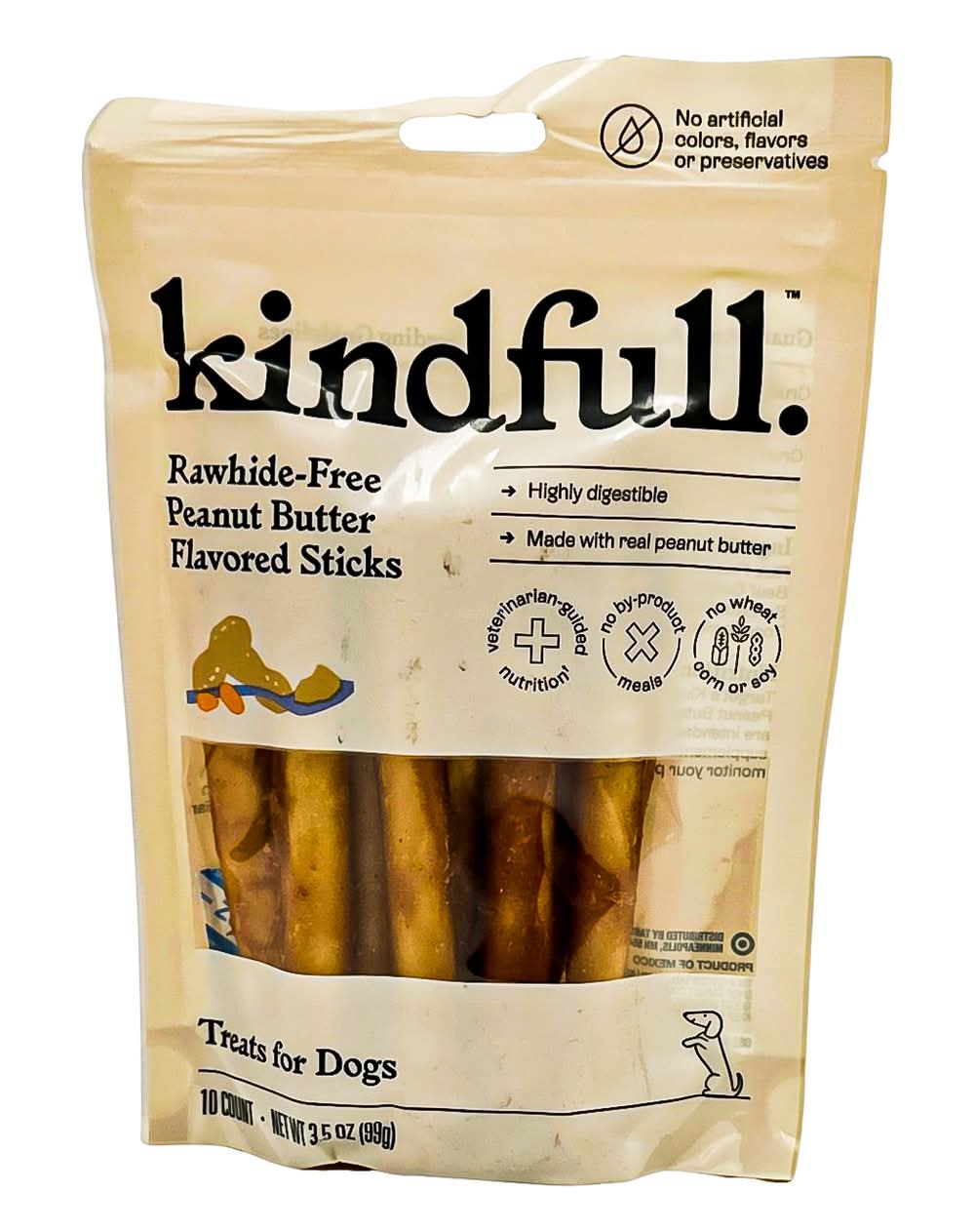 Kindfull Treats For Dogs Food, Peanut Butter (3.5 oz, 10 ct)