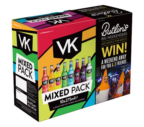 VK Assorted, Party pack a Selection Of Vodka Mix Drinks (10 x 275ml)