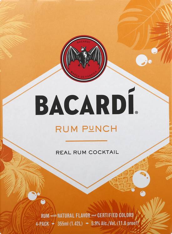 Bacardi Rum Punch Cocktail (4 ct, 355 ml)