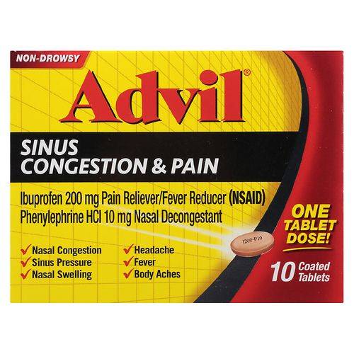 Advil Sinus Congestion & Pain Coated Tablets 10 - 10.0 ea
