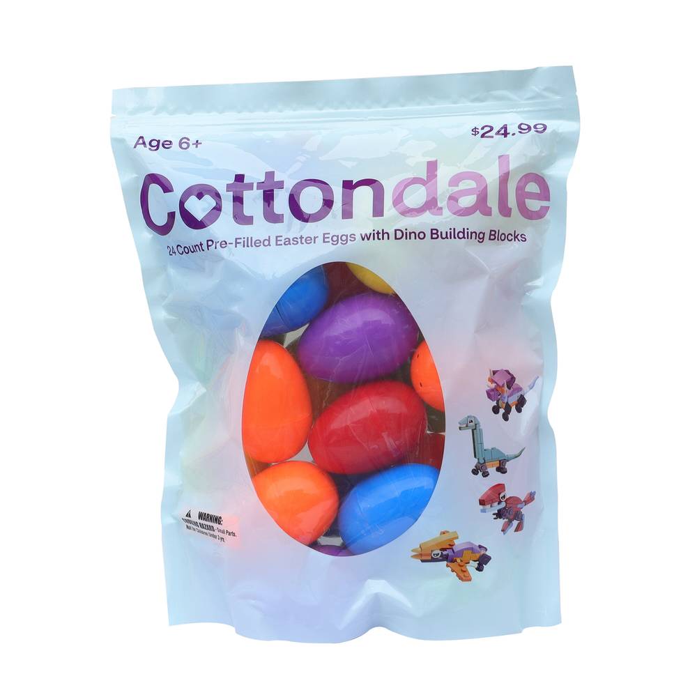 Cottondale Easter Pre-Filled Eggs With Dino Building Blocks, 24 Ct