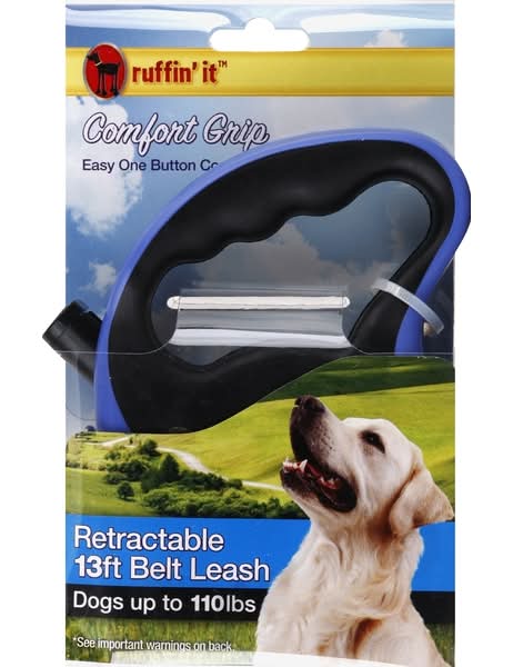 Ruffin' It Comfort Grip Leash, Black-Blue