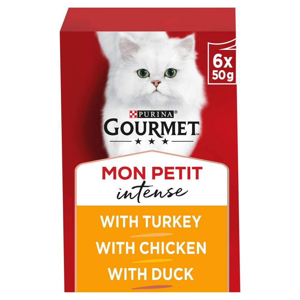 SAVE £0.50 Gourmet Mon Petit Cat Food Pouches Poultry 6x50g