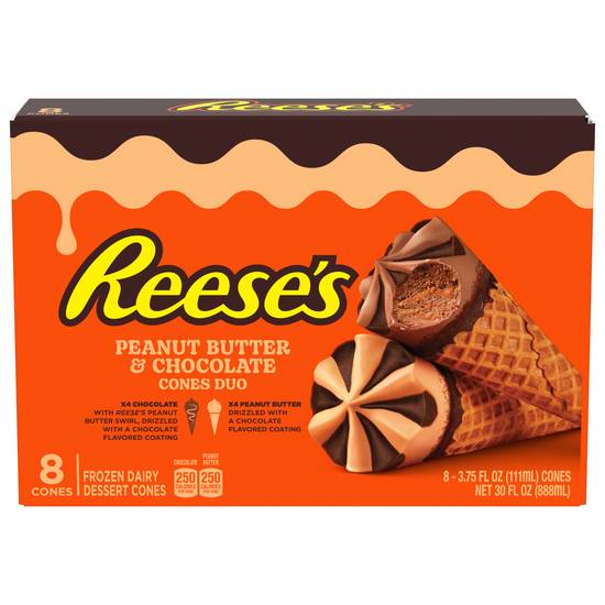 Klondike Reese's Peanut Butter Chocolate Frozen Dessert Cones (8 ct)