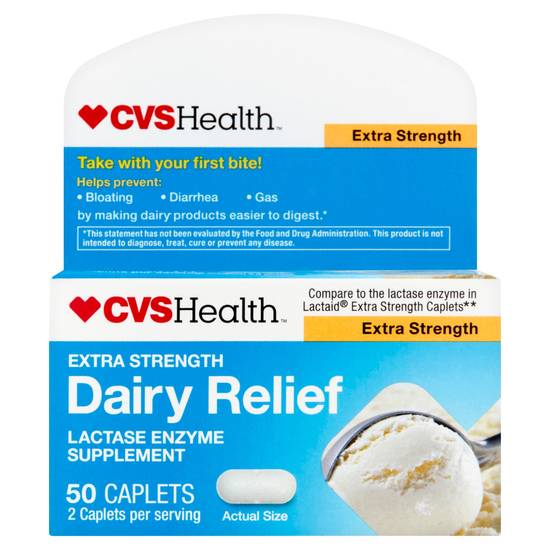 CVS Health Dairy Relief Caplets Extra Strength, 50 CT