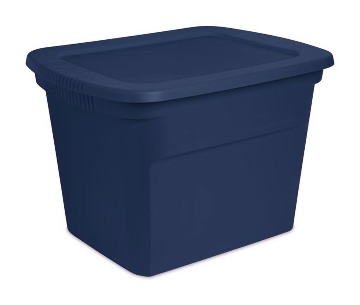 Sterilite 18 Gal Blue Storage Tote 16.125 In. H X 18.375 In. W X 23.5 In. D Stackable