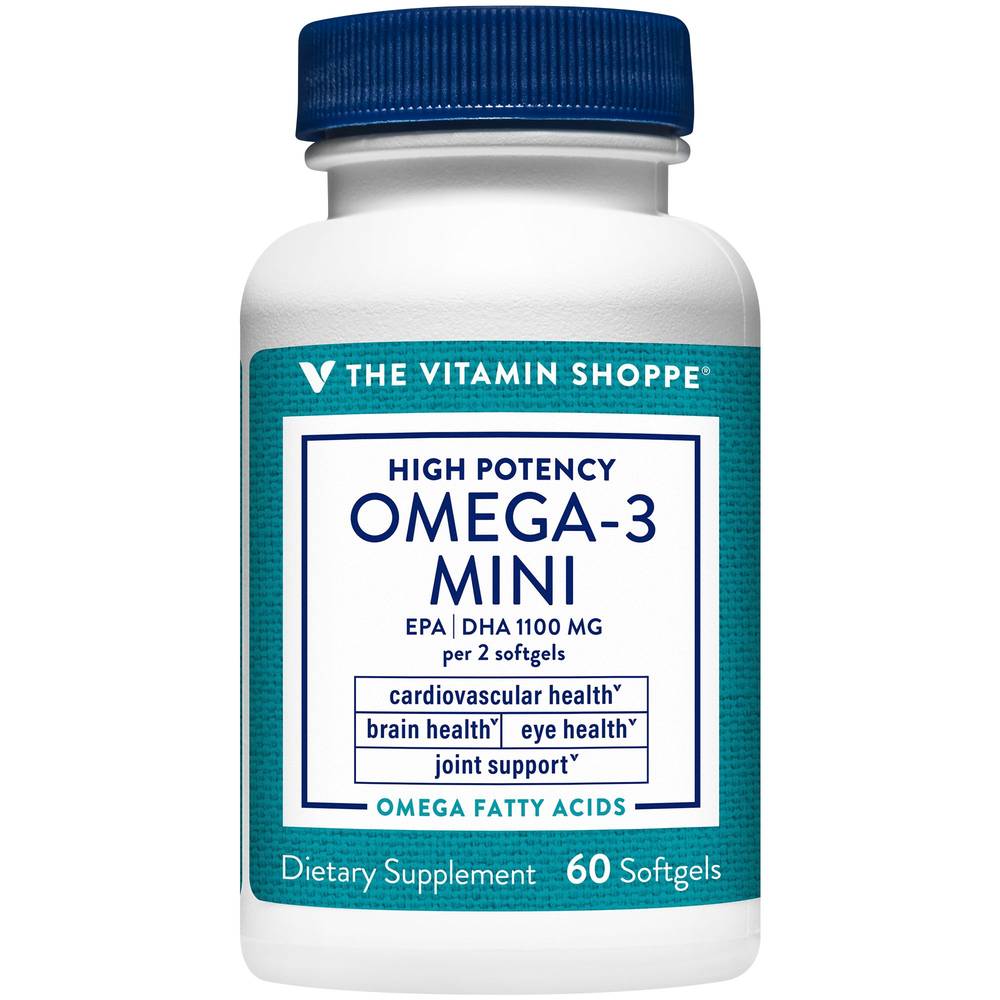 High Potency Omega-3 Fish Oil Minis - Epa 600Mg/Dha 500Mg - 1,400 Mg - Easy-To-Swallow (60 Softgels)