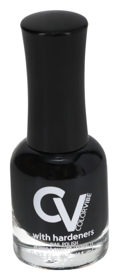 CV Color Vibe Nail Polish With Hardeners, Black (0.37 fl oz)