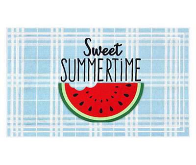 Sweet Summertime Plaid Watermelon Doormat (18 x 30/blue)