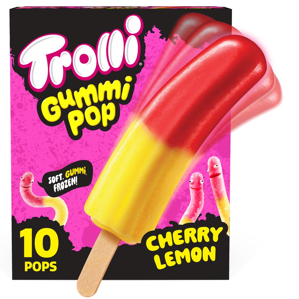 Trolli Frozen Gummi Pops, Cherry Lemon (1.65 fl oz, 10 ct)