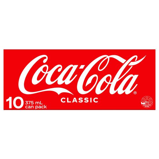 Coca-Cola Classic Soft Drink 10 Pack, 375 ml