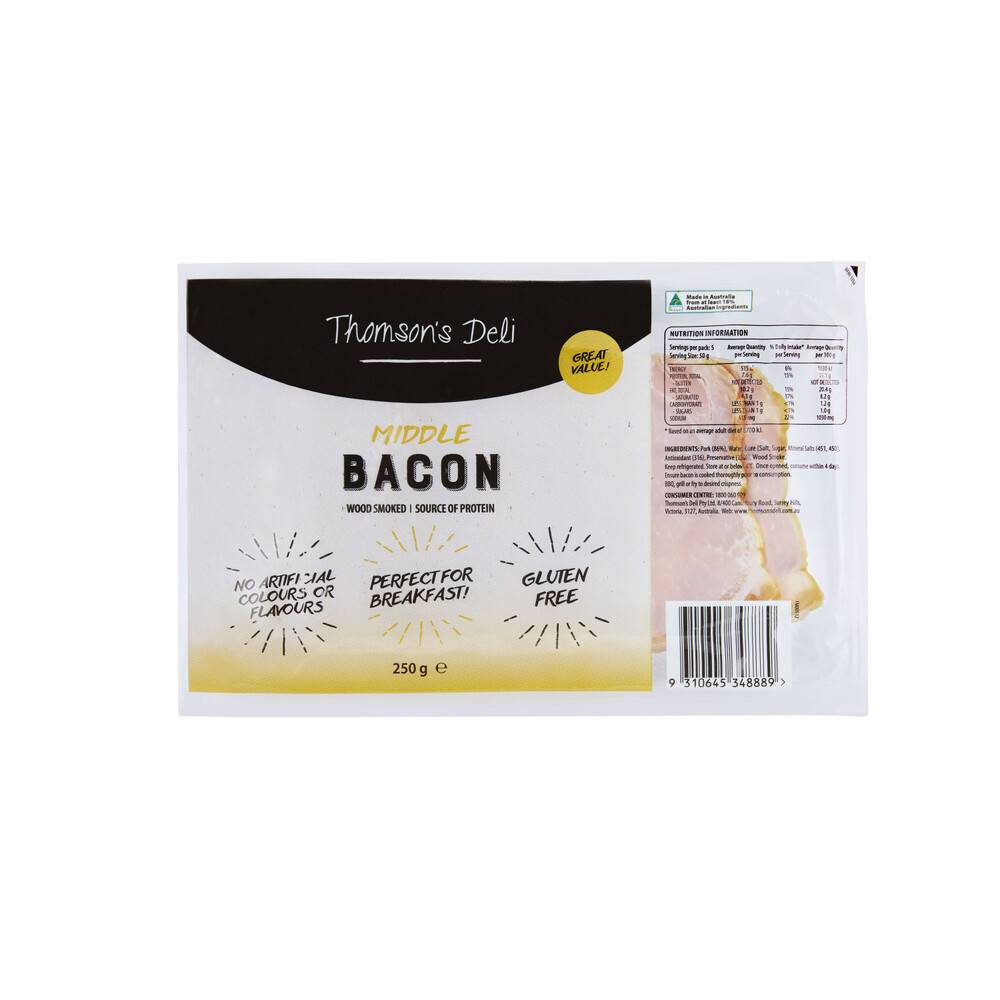 Thomson's Deli Middle Bacon 250g