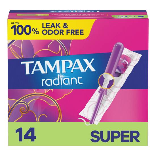 Tampax Radiant Tampons Super Absorbency, Unscented, 14 Count