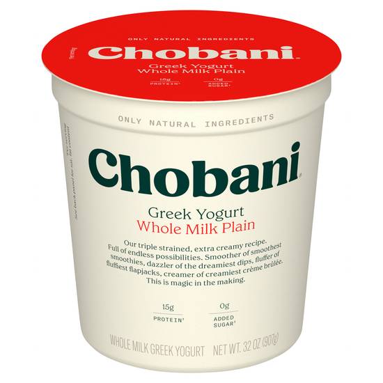 Chobani Whole Milk Plain Greek Yogurt