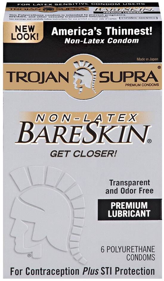 Trojan Supra Lubricated Non-Latex BareSkin Condoms, 6 CT