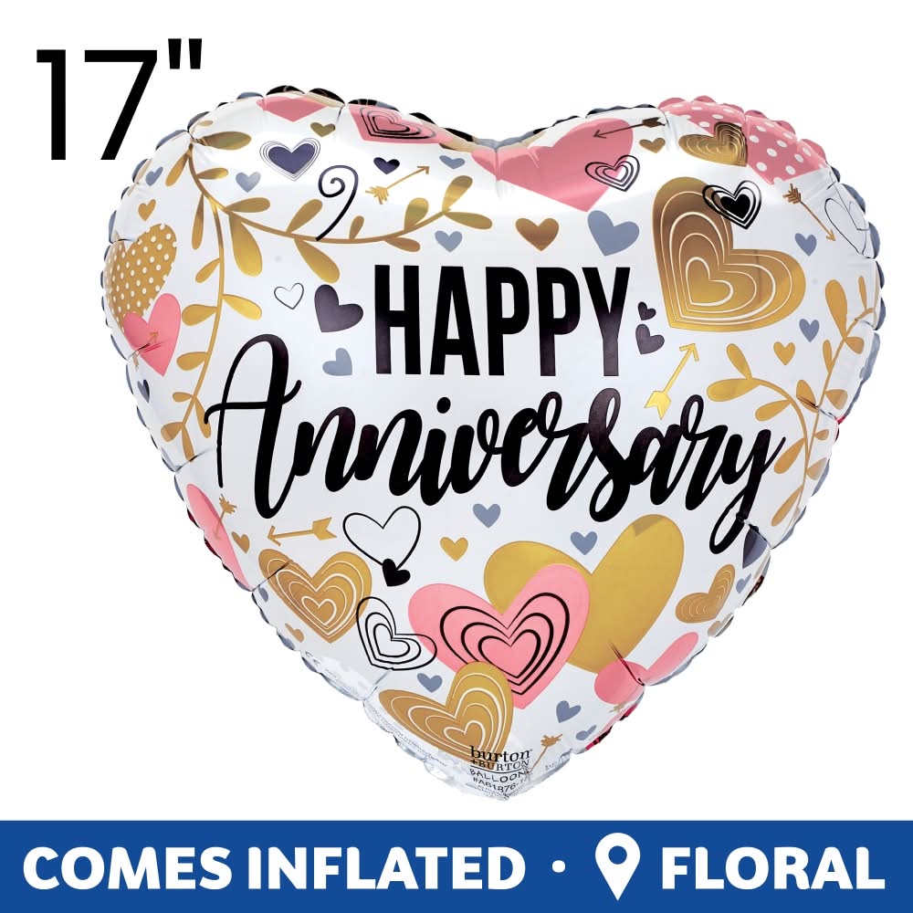 burton & BURTON Happy Anniversery Helium Filled Balloon, 17 in