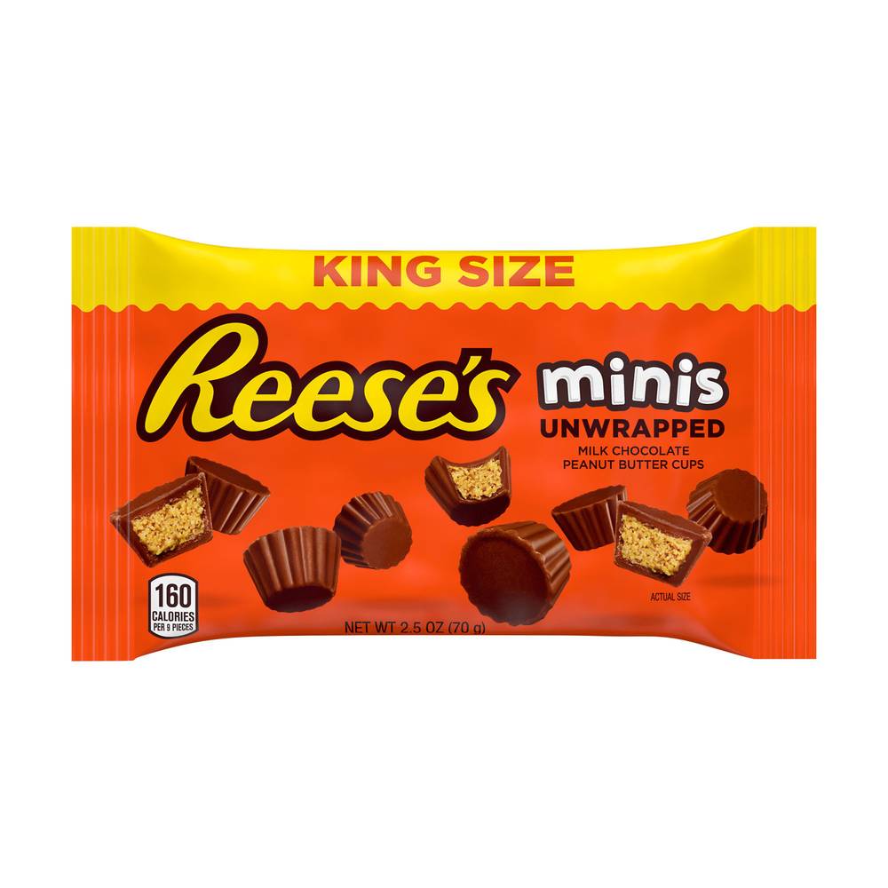 Reese's King Size Unwrapped Minis Cups, Milk Chocolate-Peanut Butter (2.5 oz)