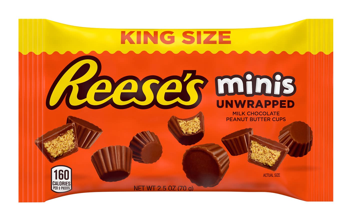 Reese's King Size Unwrapped Minis Cups, Milk Chocolate-Peanut Butter (2.5 oz)