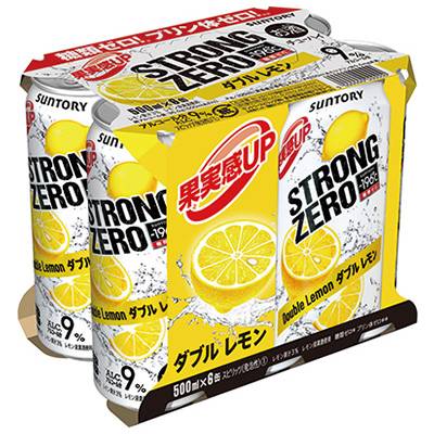 サントリー　－１９６℃　ストロングゼロ　ダブルレモン（ＡＬＣ．９％）　５００ｍｌ×６缶【パック】