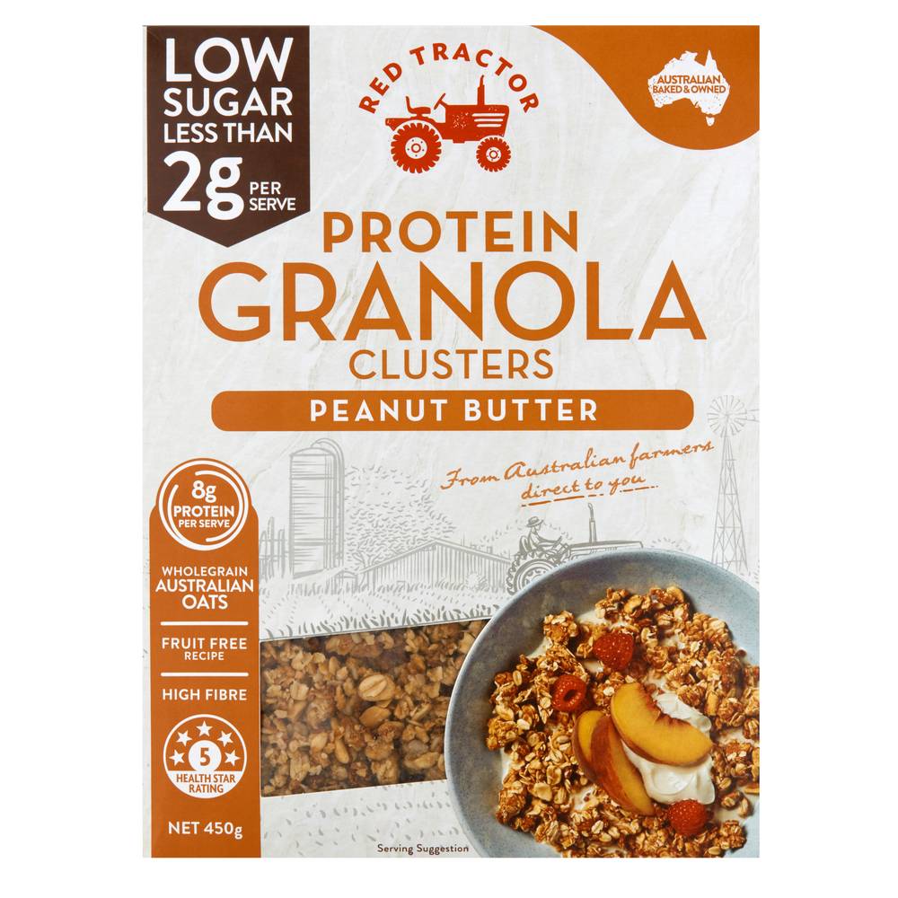 Red Tractor Protein Low Sugar Granola Clusters, Peanut Butter (450g)
