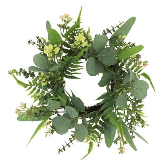 12" Mini Eucalyptus & Sedum Wreath By Ashland