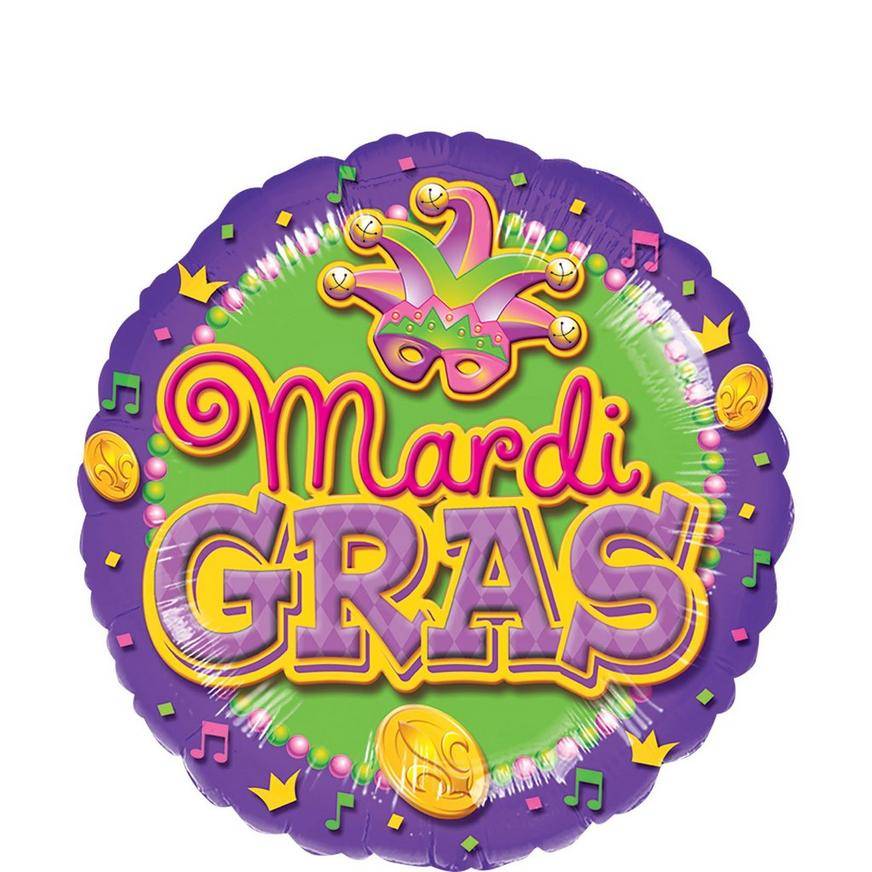 Uninflated Mardi Gras Balloon - Mask, 17in