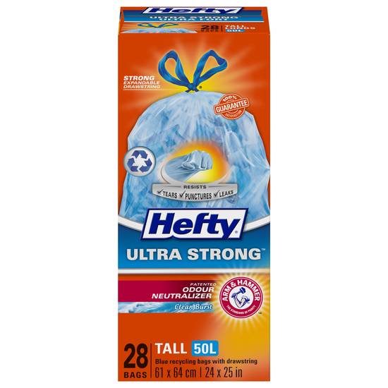 Hefty Ultra Strong 50 Liter Tall Clean Burst Recycling Bags With